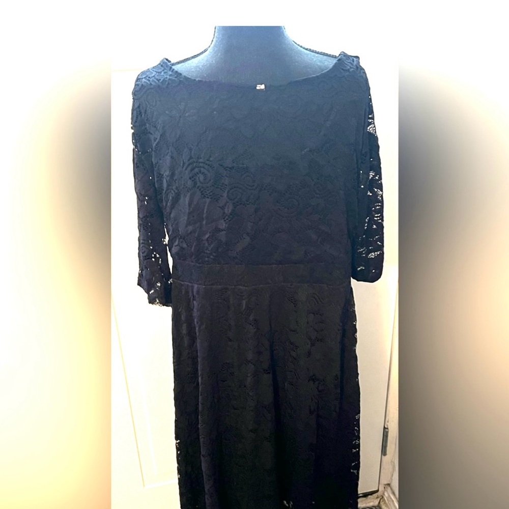 Ladies Holiday/ Dressy Occassion Black Lace 3/4 Sleeve Dress Size XL